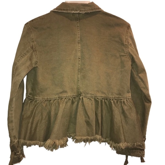 Free People Jacket Willow Spring Peplum Denim Womens Green Size XS - Picture 2 of 12